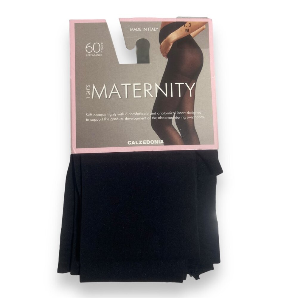 Calzedonia Maternity Tights Size M 60 Denier Black Opaque Full Toe Made in Italy
